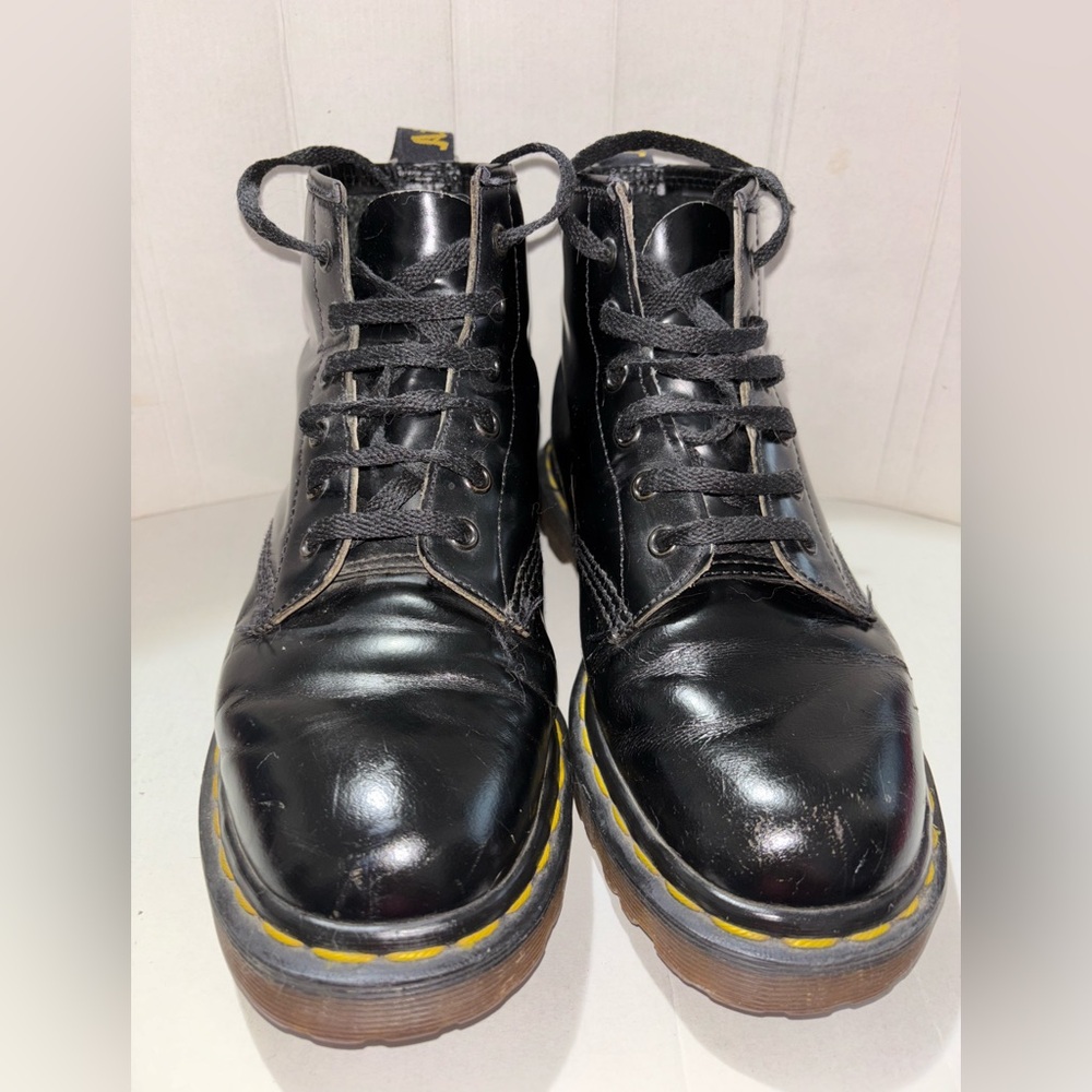 Dr. Martens 101 Shiny Black Lace-Up 6 Eyelet  Leather Boots